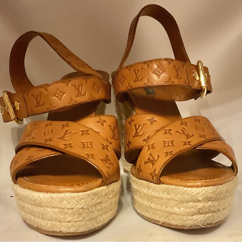Louis Vuitton Brown Monogram Platform Sandals